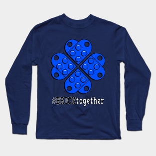 Brick Together Heart Flower - Blue Long Sleeve T-Shirt